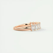 1.80 TCW EMERALD CUT HALF ETERNITY MOISSANITE BRIDAL WEDDING BAND Mapple Gems